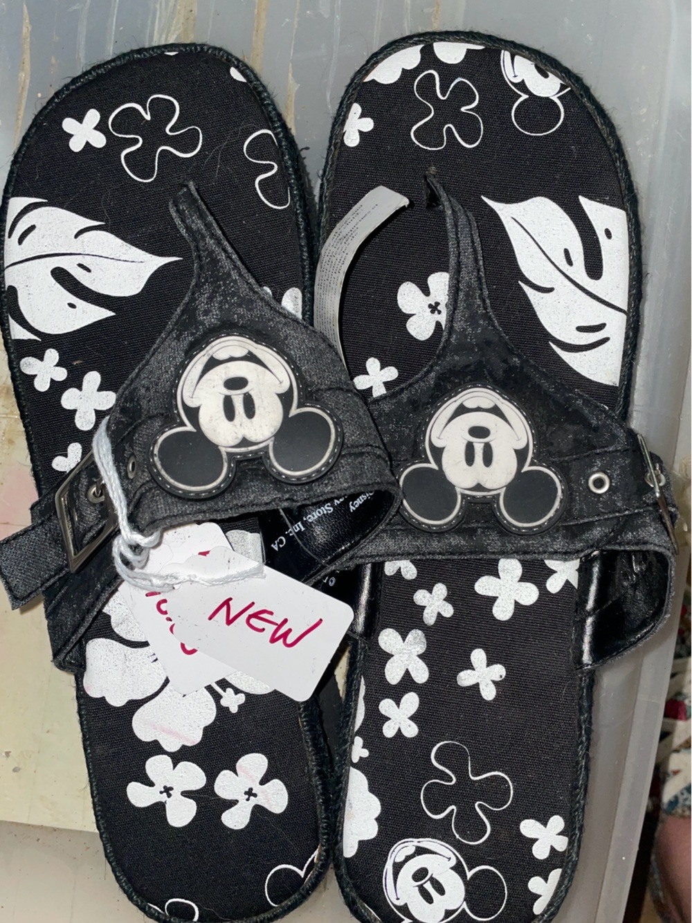 Disney Black & White Mickey Mouse Sandals